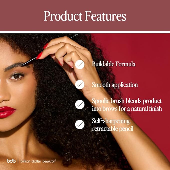 bdb Brows on Point Micro Brow Pencil - Precision Tip & Spoolie, Waterproof, Define Shape & Fill Brows, Black Raven, 3-Pack