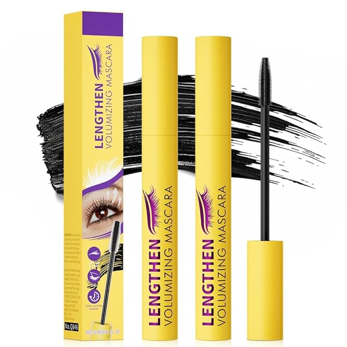 Bubble Mascara, 2026 Upgrade Volumizing Mascara, Waterproof Brown Mascaras for Sensitive Eyes, Clump-Free Lash Enhancer for Daily Use, Long Lash Mascaras for Women (2pcs-black)