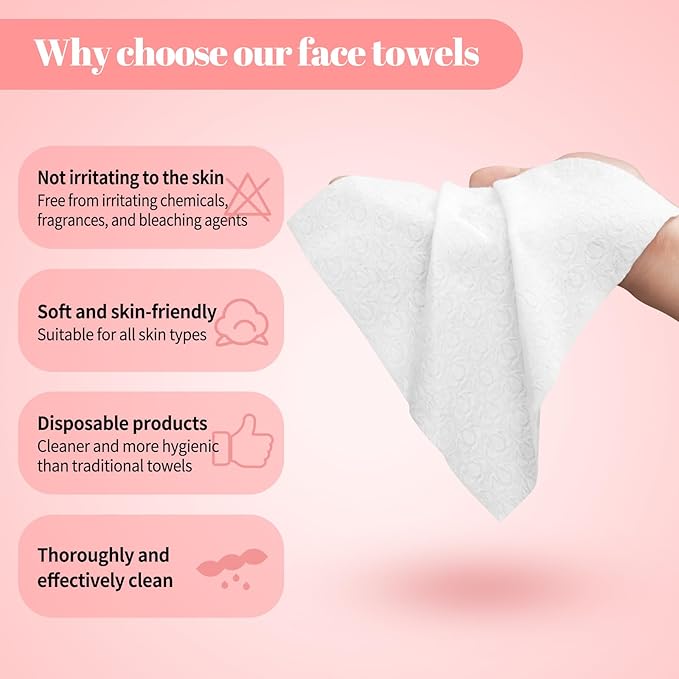 800 Count Face Towels,Super Soft and Thick Face Cleansing Towelettes for Sensitive Skin, Disposable Facial Towels for Makeup Removal and Clean Skin,Biodegradable Facial Towel,(8 Box)
