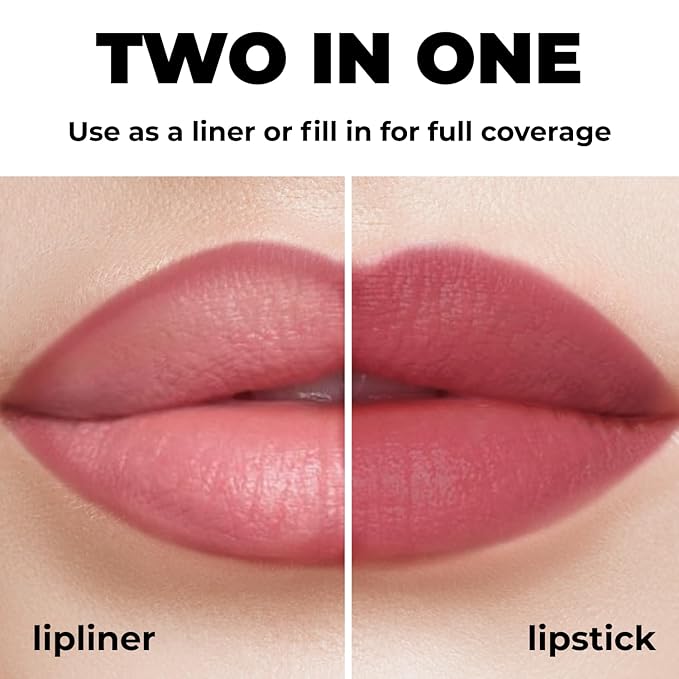 Matte Gel Lip Liner Pencil | Weightless & CreamyTexture - Sharpenable - Longwear & Waterproof - High Pigmented & Flawless Finish - Cruelty-free & Paraben-Free - 404, 1,7g/0.05oz. (Berry)