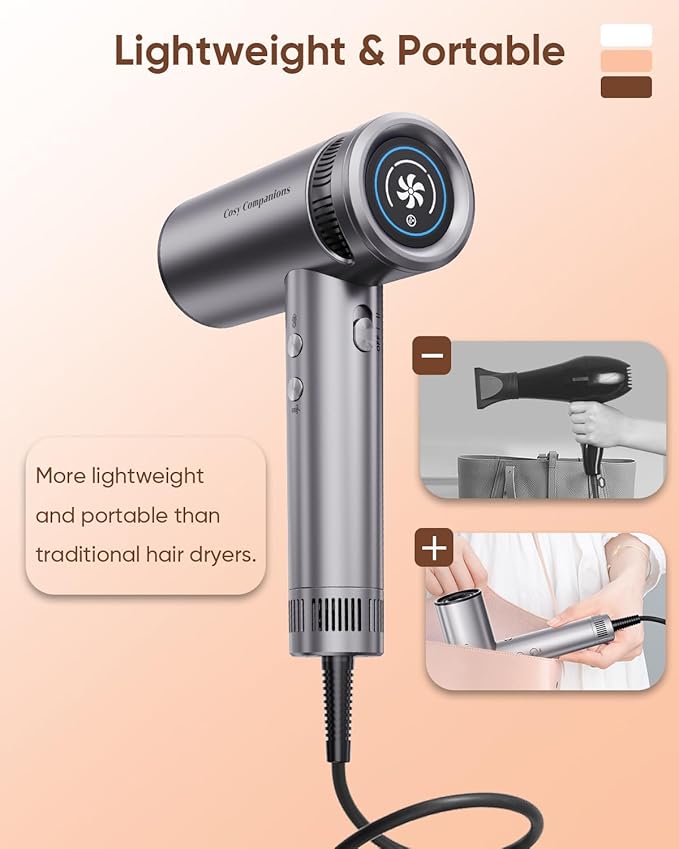 High-Efficiency Hair Dryer, Portable Smart High-Speed Dryer with Ionic Technology,Multiple Settings