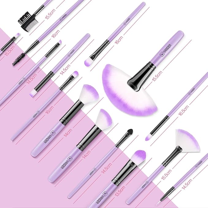 Vander Makeup Brushes, 32Pcs Professional Premium Synthetic Makeup Brush Set with Case, Eyeshadow Foundation Blending Face Contour Cosmetic Brush Travel Make up Brushes Set for Women, Girl (Purple)