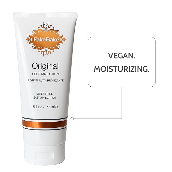 Fake Bake Original Self-Tanning Lotion – Lasting, Natural-Looking Sunless Tanner for All Skin Tones – Streak-Free, Buildable Color for Women & Men – 6 oz