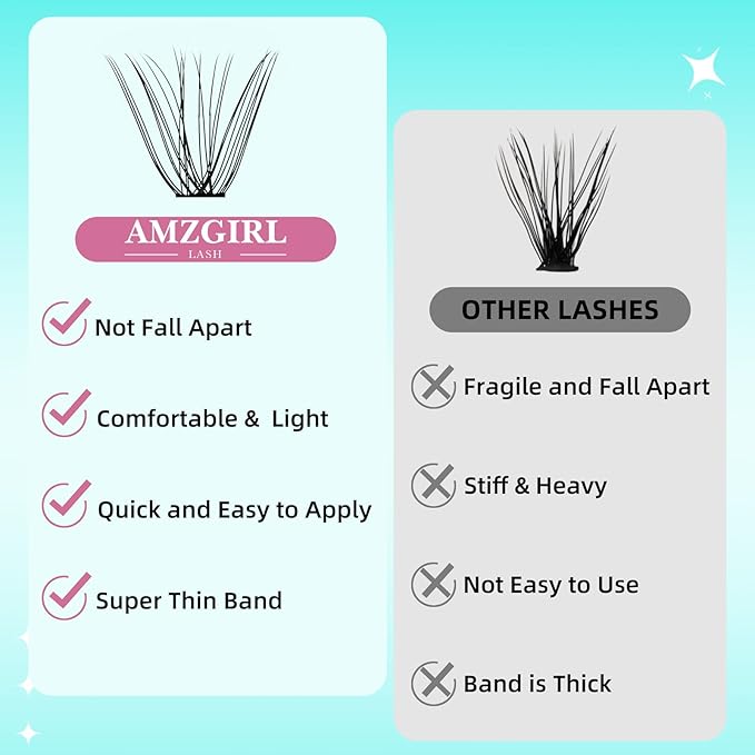Lash Clusters Wispy 280PCS Eyelash Extension 30D 40D Cluster Lashes Individual Lashes DIY Lash Extension Natural Look Cluster Eyelash Extensions Soft False Eyelashes at Home for Beginners(10mm)