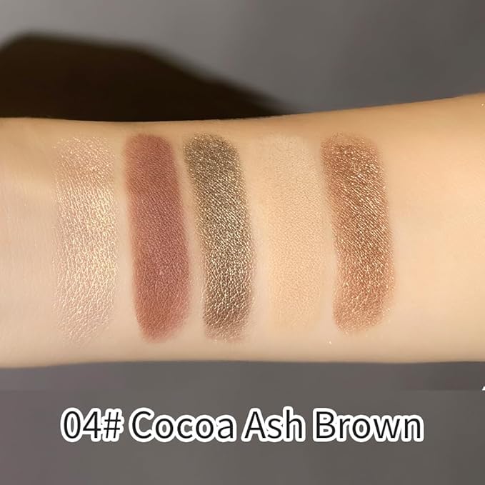 5-Color Eyeshadow Palette, Shimmer Earth Tones with Matte & Highlight Shades, Silky Smooth Texture, Brightening & Contouring Eye Makeup, Compact Design with, Charming Eye Look-4#