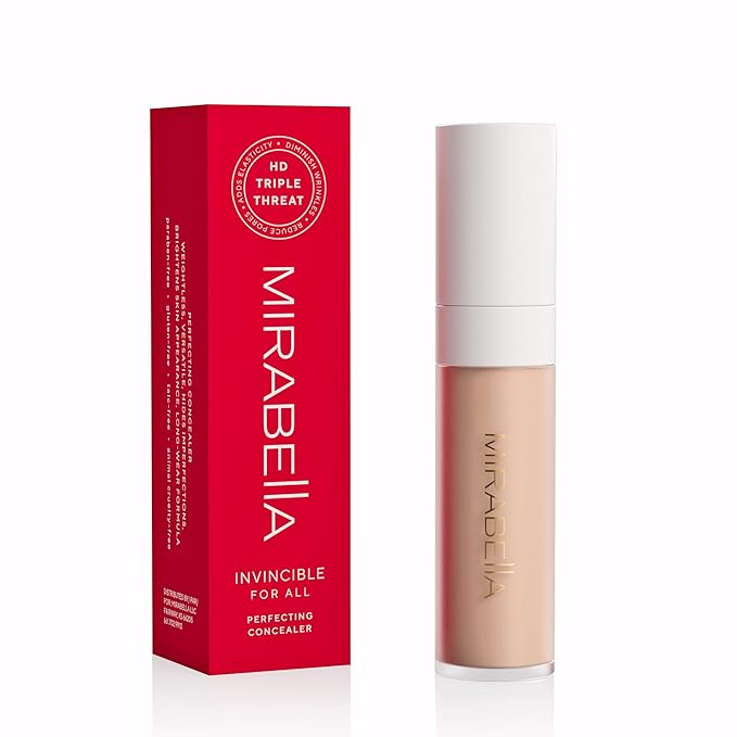 Mirabella Invincible For All Perfecting Under Eye Concealer Full Coverage - Hydrating Makeup Concealer for Dark Circles, Fine Lines & Wrinkles w/Hyaluronic Acid - Tan T160