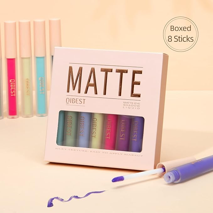 8-Color Liquid Matte Eyeshadow Set - Waterproof & Quick-Drying Formula, Nude & Smoky Creamy Shades for Priming, Highlighting, Contouring - Long-Lasting Eye Makeup Essentials