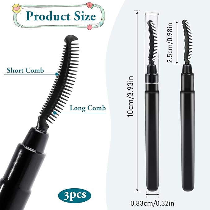 3 Pcs Silicone Lash Brush Mascara Eyelash Separator Eyelash Comb Eyebrow Brush Eyelashes Definer with Dust Lid Lash Separating Comb Brow Grooming Brush