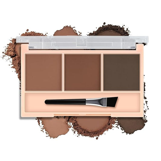 3-Color Eyebrow Powder Palette, Brow Powder Filler Kit With Brow Brush, Waterproof Neutral Eye Makeup for Women, Smudge-proof