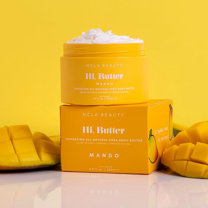 NCLA - Hi, Butter Natural Shea Body Butter | Vegan, Cruelty-Free, Clean Skincare (Mango, 6.8 oz | 200 ml)