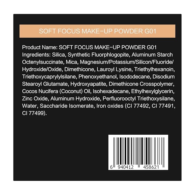 CARSLAN 1.0 Soft Focus Loose Setting Powder, Waterproof, Matte, Oil Control, Shine Free, Talc-Free Face Powder Makeup, 24H Longwear Finishing Powder, G01