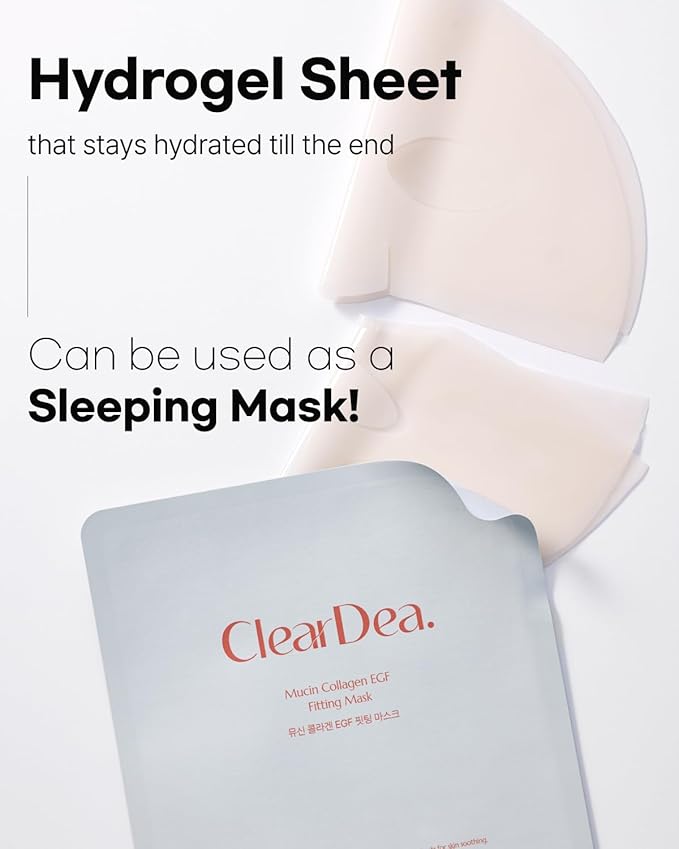 Mucin Collagen Peptide Hydrogel Mask (Plant Mucin & 7-Collagen Complex) – Hydrating & Firming Facial Sheet, 5 Pack – Korean Skincare Glow Essentials
