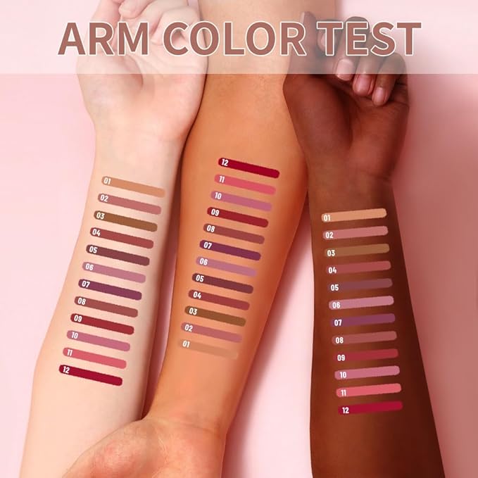 Deep Red Liquid Lip Liner Stain, 24 Hour Longwear Matte Lip Tint Liner, Waterproof Transfer-proof Lip Lipstick Lip Liner, All Day Stay Lip Stain 12#