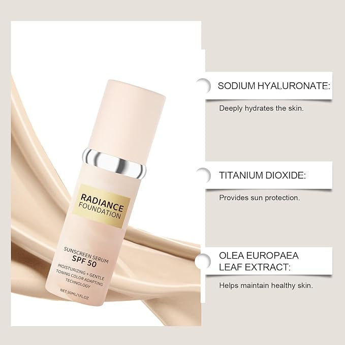 Color Changing Foundation, Sunscreen Foundation, Concealer Full Coverage, Moisturizing & Long Lasting & Flawless Foundation Natural Skin Tone Makeup for Face, 30 ML