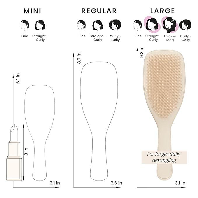 Tangle Teezer Large Ultimate Detangler Hairbrush for Wet & Dry Hair, Eliminates Knots & Reduces Breakage for Long, Thick, & Curly Hair Types, Vanilla