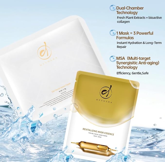 Bioactive Collagen Face Mask,Separated Serum Gel 33ml And Powder Membrane, Real Deap Skin Care Beauty SPA,Hydrating,Repairing,Revitalizing, Anti-Aging (1 pair)