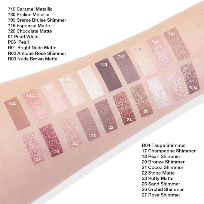 evpct Single Cream Eye Shadow Palette Pot Makeup for Older Women, Caramel Shimmer Glitter Metallic Monochrome Cream to Powder Eyeshadow Palette Eye Brightener, Waterproof Blendable, 710