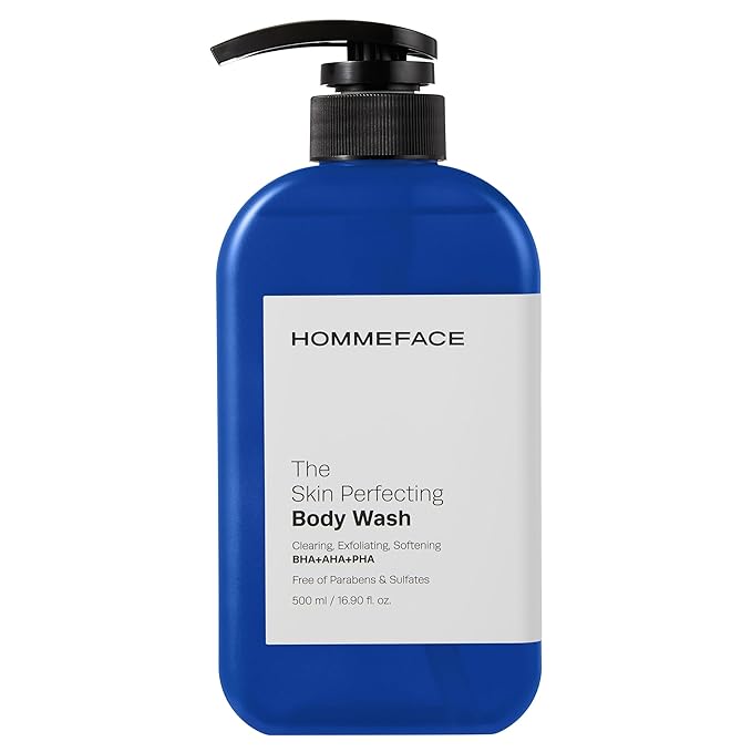 HommeFace The Skin Perfecting Body Wash Pump for Men, 16.9 Fl. Oz. - Targets Body Acne with BHA, AHA, PHA
