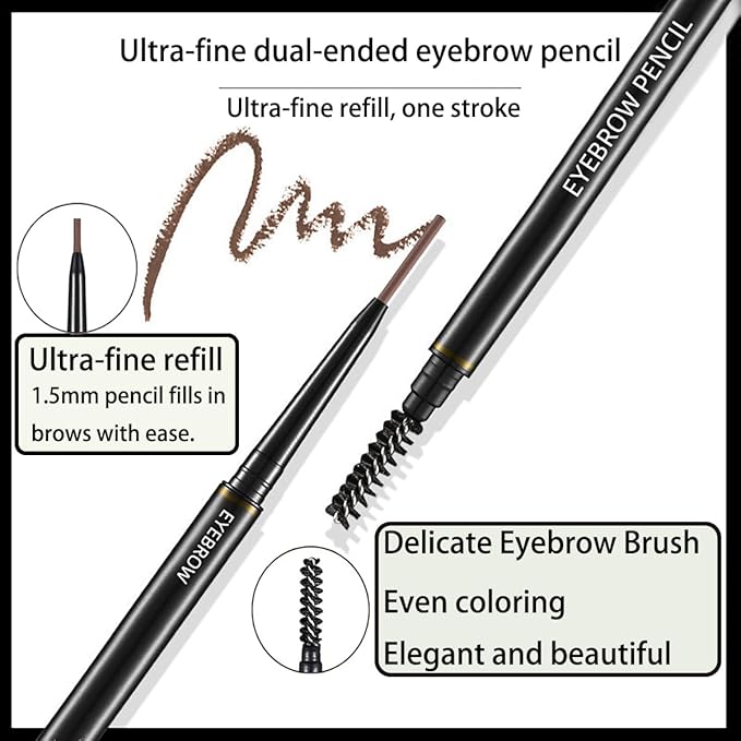 FÓLKI COSMETIC-Eyebrow Retractable Definer Pencil, Micro Brow Pencil, Precise Eyebrow Pencil,Long Lasting Eye Brow Pencil for Soft Textured Natural Daily Look Eyebrow Makeup (01#Soft Black)