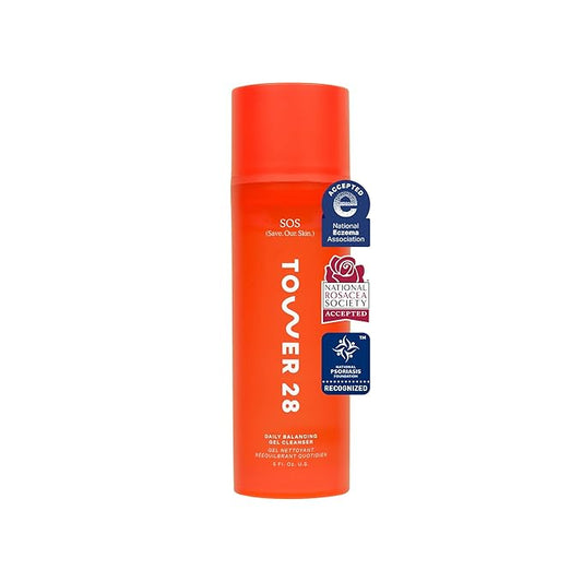 Tower 28 SOS Gel Cleanser + Makeup Remover for Sensitive Skin, Gentle Hydrating pH-Balanced Face Wash Removes Makeup and SPF Without Drying - 150ML