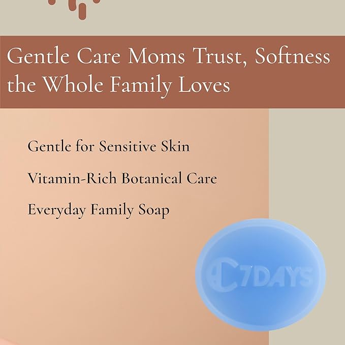 CDH7DAYS Soft Milky Soap Bar for Moms, EWG Verified & Vegan, Korean Handmade Natural Body Soap, Unscented, Plant-Based Gentle Cleanser for Sensitive & Dry Skin, Family-Friendly, Pregnancy-Safe, 5oz