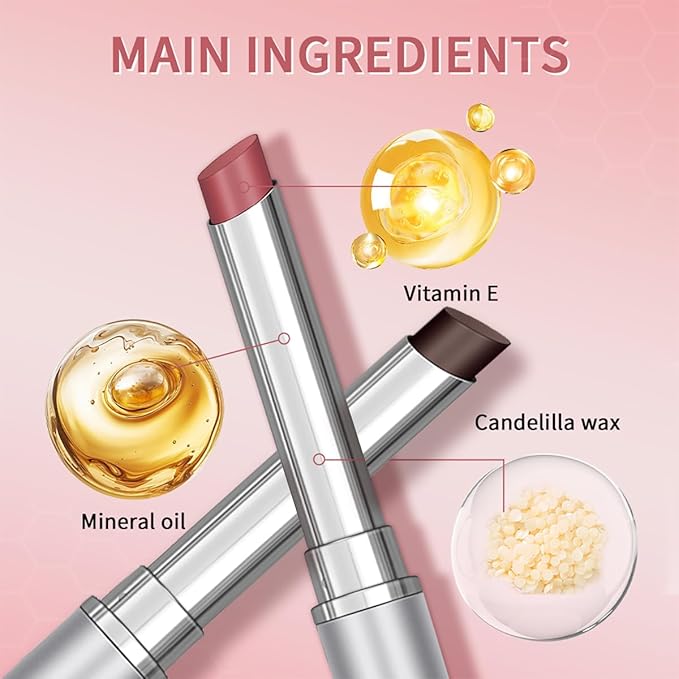 Honey Lipstick Tinted Lip Balm, Hydrating Natural Glossy Lip Color, Long-lasting Moisturizing Lip Balm Honey Collection Lipstick Set (Pink+Dark Honey, 0.07oz)