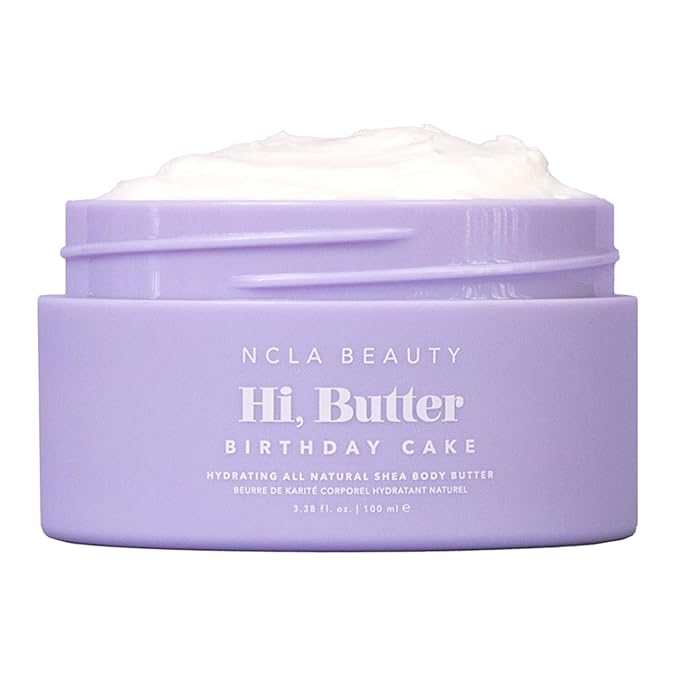 NCLA - Hi Butter, Natural Shea Body Butter | Nourish, Soften, Hydrate Skin | Shea, Mango + Cocoa Butters, Vitamin C | Vegan, Cruelty-Free, Clean Skincare (Birthday Cake; 100 mL | 3.34 fl oz)