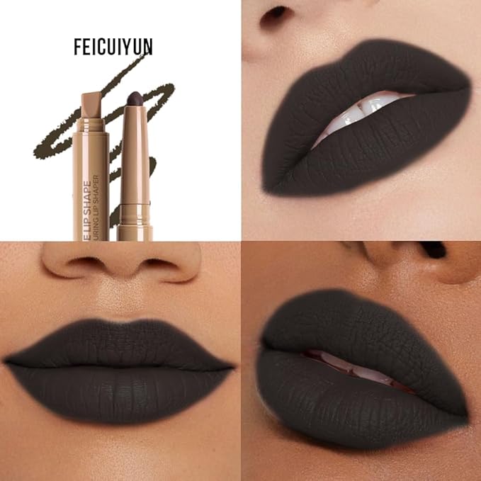 Plump Matte Crayon Lip Liner Pencil, Deep Green Lip Liners Lipstick, Long-Lasting Waterproof Creamy Formula, With Silicone Smudger for Define Contours & Sculpting Lip, 0.75g/0.026oz