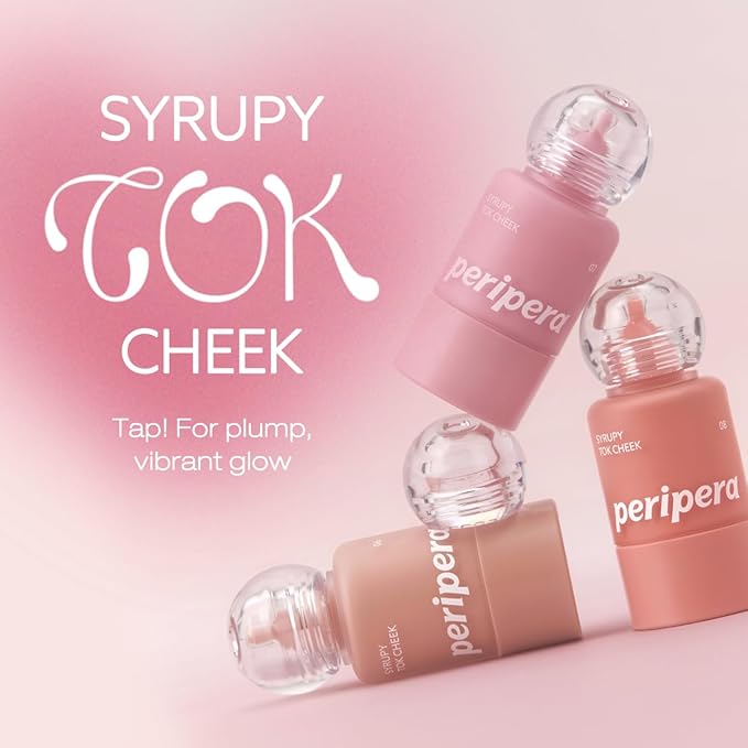 PERIPERA SYRUPY TOK CHEEK 5 Colors, Liquid Blush, Dewy Finish and Hydrates All day, Soft Velvet Texture Face Cheek Tint (08 SYRUP GRAPEFRUIT, One Size)