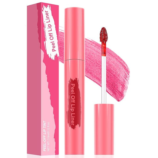 Lip Stain Peel Off - Long Wear Tattoo Lip Liner, Waterproof & Transfer-proof Peel Off Lip Stain with Matte Finish, Lip Tint For All Skin Types (Pink, 1 Count(Pack of 1))