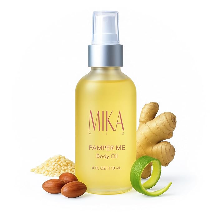 Luxury Organic Body Oil After Shower for Women - 4 oz Moisturizing Body Oil for Dry Skin W/Sesame & Jojoba Seed, Ginger & Bergamot Oils - USDA|NOP Certified Organic, Non-Greasy, Paraben Free