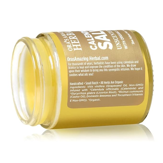 Calendula Salve, Calendula Cream, Drawing Salve, Calendula Ointment, Ora's Amazing Herbal, Coconut Free Salve made with Organic Calendula and Licorice Root, 4 oz