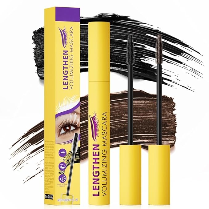Bubble Mascara, 2025 New Volumizing Mascara, Waterproof Brown Mascaras for Sensitive Eyes, Clump-Free Lash Enhancer for Daily Use, Long Lash Mascaras for Women (Brown+Black)