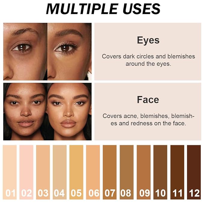 Kaely Cream Pot Concealer Full Coverage Makeup Set, Under Eye Brightener Color Correcting Concealer for Dark Circles, Waterproof Foundation Palette with Brush, Eye Ring Corrector de ojeras, 09