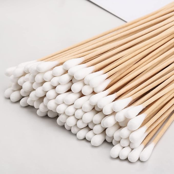 500 Count 6 Inch Long Cotton Swabs with Wooden Handles Cotton Tipped Applicator for Cleaning