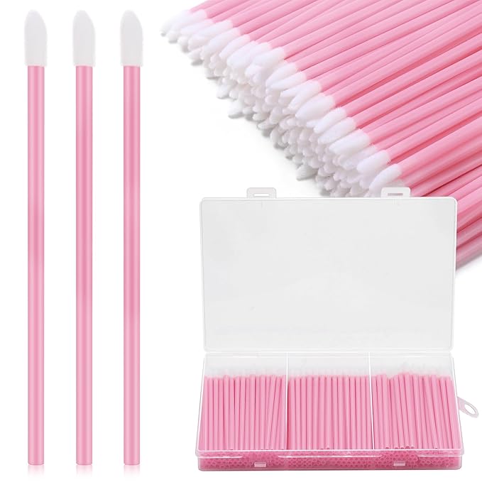 240 Pieces Disposable Lip Wands Lip Brushes,Lipstick Applicator Brushes Lip Gloss Wand,Soft Lint Free,Eyes & Lips Makeup Applicator Wands Tools（PINK）