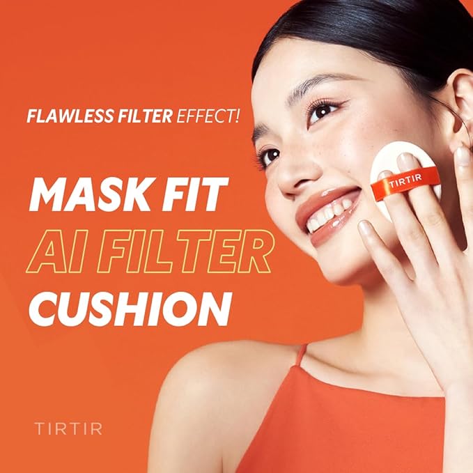 [*Mini Size*] TIRTIR Mask Fit Ai Filter Cushion Foundation | AI-Like Semi-Matte Finish - Up to 72-Hour Medium to Full Coverage Korean Make up Beauty, #39W Caramel, 0.15 oz