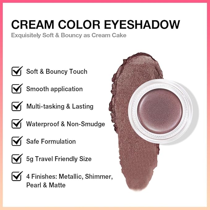 Single Cream Eye Shadow,Nude Brown Matte Natural Monochrome Eyeshadow Palette,Waterproof,Long Lasting Naturing-Looking,Vegan & Cruelty-Free,R04