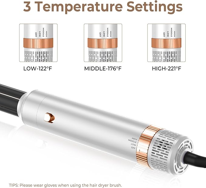6 in 1 Hair Dryer Brush, Blow Dryer Brushies Ionic Hair Dryer, Oval Hot Air Brush, Hair Curler Straightener Magic Styler Autowrap Air Styler.