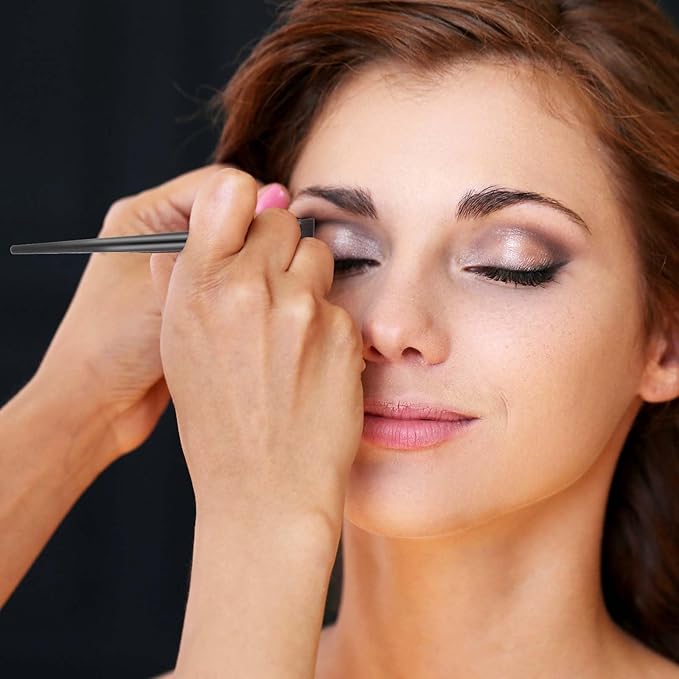 10 Pcs Angled Eyebrow Eyeliner Brush Set Eyebrow Tint Brush Flat Eyebrow Brush Applicator, Fine Angled Ultra Thin Angled Eyeliner Eyeshadow Eyebrow Makeup Brush Applicator