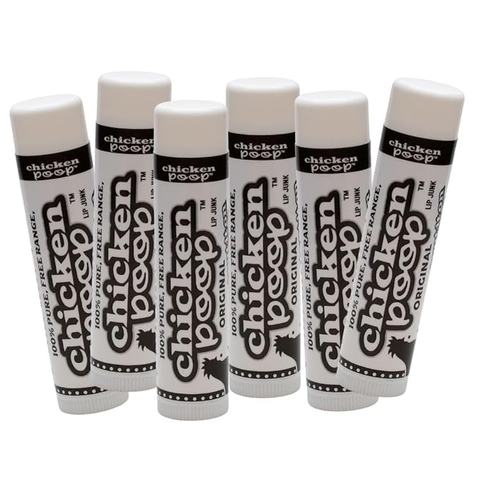.15 oz. Chicken Poop® ORIGINAL FLAVOR Lip Junk for Dry, Chapped Lips, LIP BALM PACK OF 6