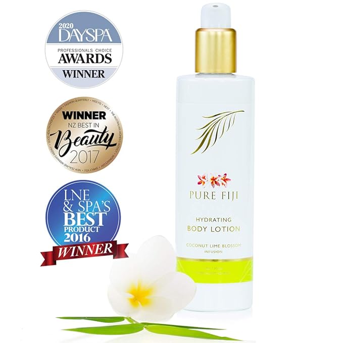 PURE FIJI Body Lotion Hydrating - Moisturizing Lotion for Dry Skin with Coconut Milk and Vitamin E, Organic Body Lotion For Women and Men, Coconut Lime Blossom Scent, 12 oz