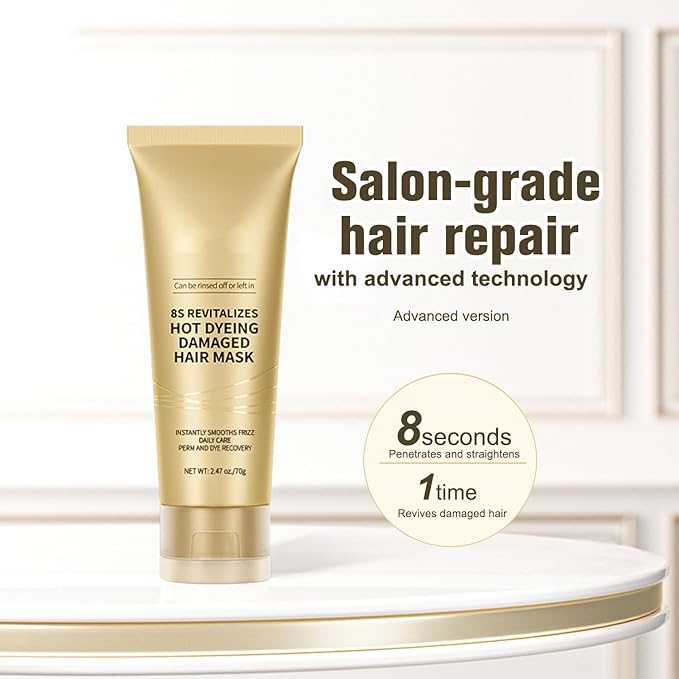 Hair Mask,8s Revitalizes Hot Dyeing Damaged Hair,Professional Keratin Treatment Instantly Snooths Frizz Daily Care Pern and Dye Repair Conditioner-70ml