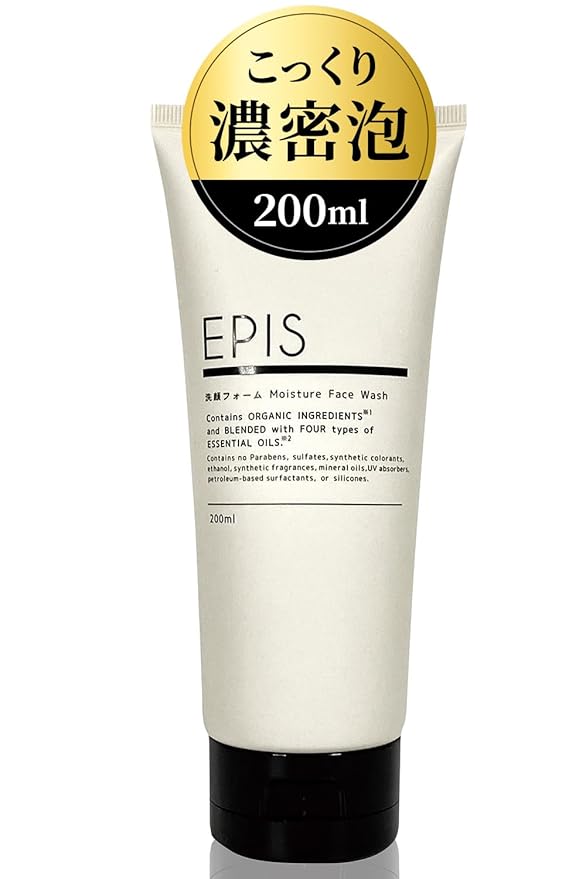 EPIS Facial Cleansing Foam, Organic 6.8 fl oz (200 ml), Large Capacity, Dark Foam, Additive-Free, Natural Citrus Scent