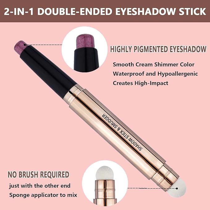 Red Cream Eyeshadow Stick, Shimmer Smooth Eyeshadow Pencil, Hypoallergenic Waterproof Long Lasting Eye Shadow Highlighter Stick, Create High-Impact, Multi-Dimensional Eyes Look