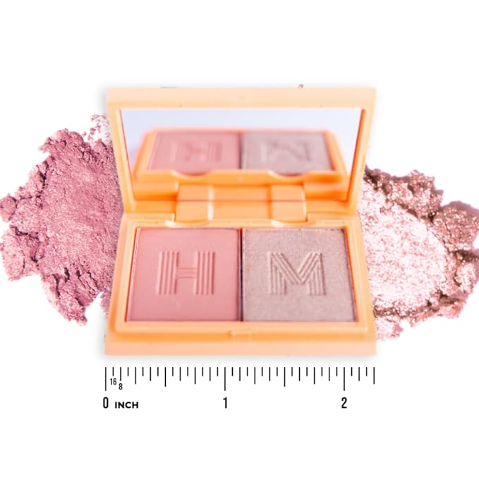 Blush + Brighten Highlighter Duo, Mini Lightweight Blendable Shimmer Blush, High Pigmented Makeup Powder Palettes, Cruelty Free - Call My Agent!
