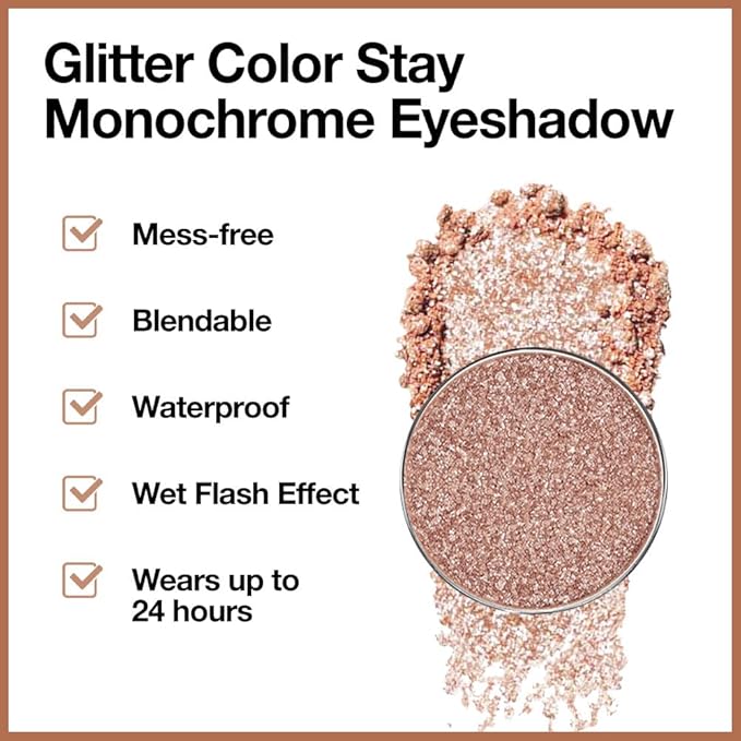 Glitter Shimmer Sparkle Eye Shadow Palette Makeup for Women, Shimmer Gold Brown Glitter Metallic Holographic Iridescent Cream Iridescent Single Monochrome Eyeshadow Makeup