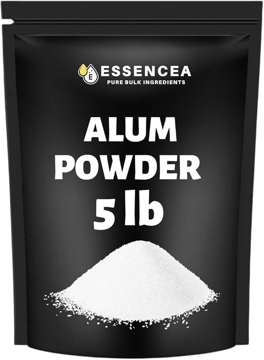 Alum Powder 5lb by Essencea Pure Bulk Ingredients | Pure Potassium Aluminium Powder | Phitkari | Purifies Water | Natural Deodorant (80 Ounces) [Packaging may vary]