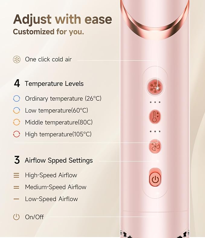 8 in 1 Hair Styler & Air Dryer Brush, 110,000 RPM High-Speed Negative Ionic Foldable Hair Dryer Fast Drying, Multi Professional Hot air Styler for Curling Volumizing Straightening Styling (Pink)