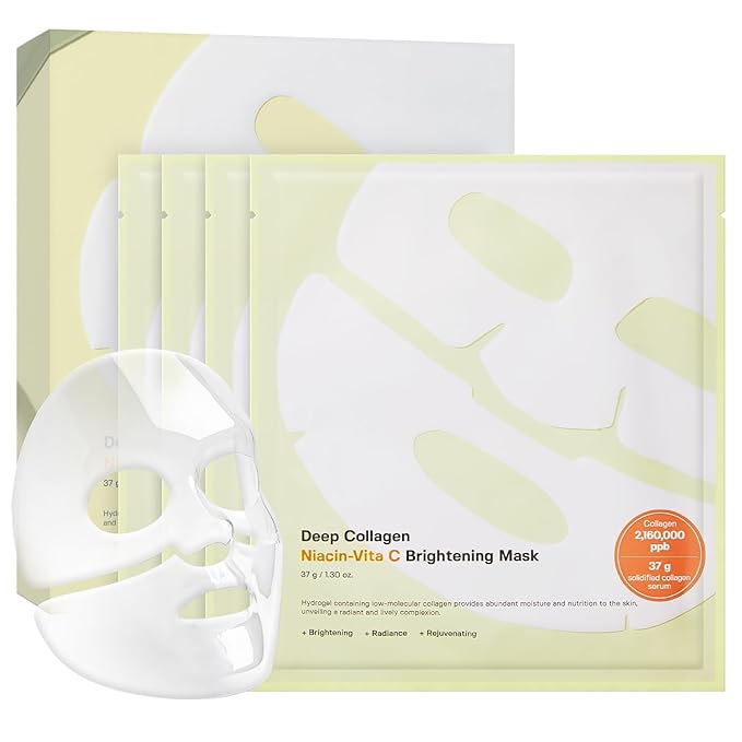 SUNGBOON EDITOR Deep Collagen Niacin-Vita C Overnight Mask | Brightening & Wrinkle Care Mask | 2,160,000PPB Collagen + Niacinamide + Vita C | Korean Skincare, 4ea